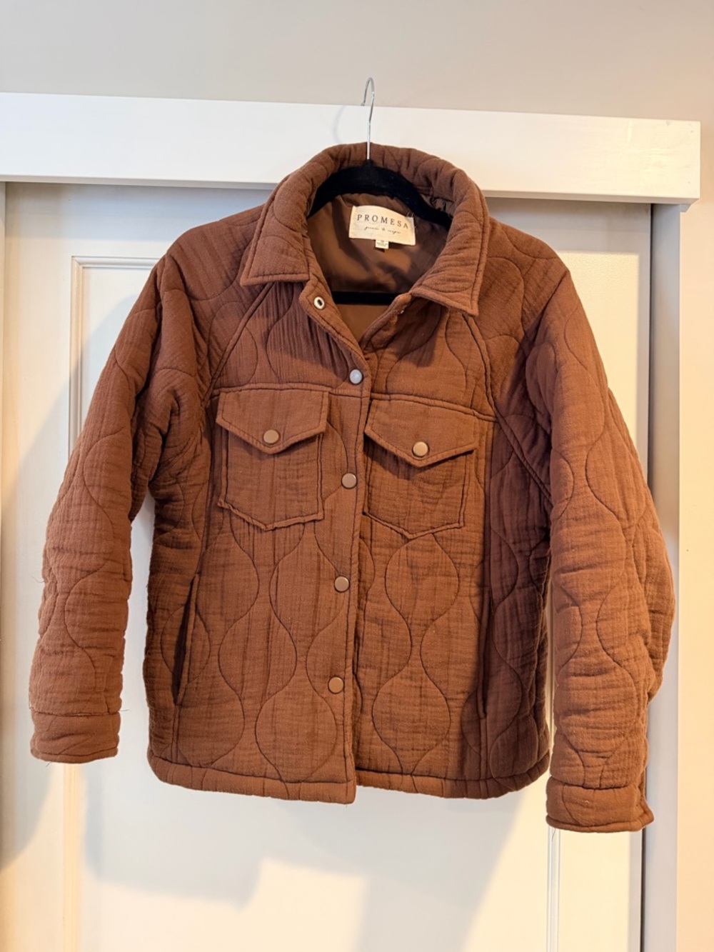 EUC Promesa Quilted Button-Front Jacket in Warm Brown in Size Small